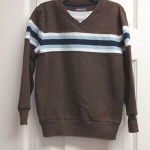 🩷SONOMA Boys Size M 5/6 Brown/Blue Long Sleeve Pullover Sweater